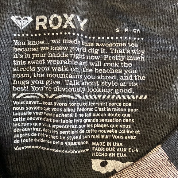 Roxy Semi-Sheer Wearable Art Tee Size Small - Picture 7 of 7